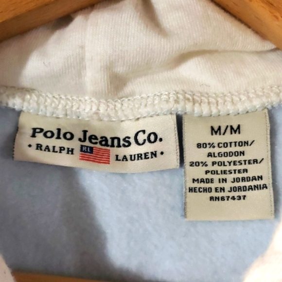 Ralph Lauren Light Blue Hooded Sweatshirt Sz M - Picture 5 of 5